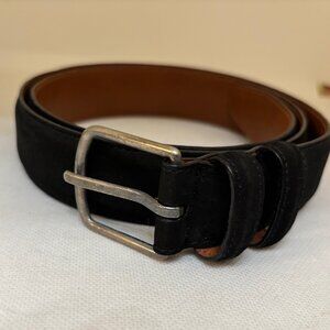 Giorgio Armani Men's 100% Suede Leather Black Belt Silver Buckle Size 33 IT46
